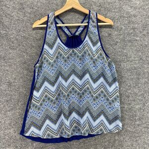 Femme Top Women Blue XL Sleeveless Tunic Racerback Geometric